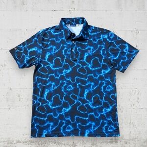 Hreski Golf Polo Shirt Men Size M Electric Lightning Bolt Stretch